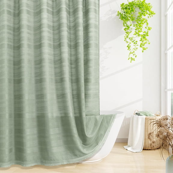 Sagegreen 72"W x 84"L (Pack of 1) Boho Farmhouse Shower Curtain