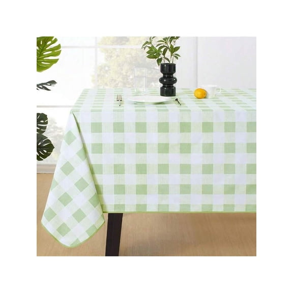 Sagegreen Buffalo Gingham Vinyl Tablecloth, 100% Waterproof Rectangular Table Cover, Heavy Duty Wipeable for Indoor & Outdoor Use - 54x78 Inch