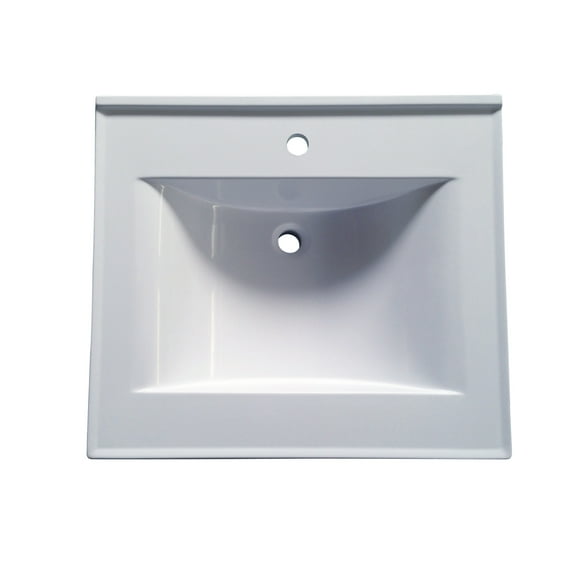 Sagehill Designs Cultured Marble Vanity Top with Single Hole Faucet Drilling, 25"W x 22"D