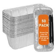 50 Pack Blackstone Griddle Accessories 5017 Grease Cup Liners, Aluminum Foil Drip Pan Grease Catcher Cup Liner for Blackstone 17, 22, 28, 36 Inch Griddle