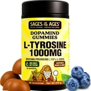 Dopamine Brain Food - 1000mg L-Tyrosine Supplement - Dopamine Supplement for Focus & Mental Drive - Supports Mental Energy - Neurotransmitter Support with B Vitamins, L-Dopa, Rhodiola - 90 Gummies