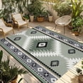 thumbnail image 1 of Sagge Green Boho Outdoor Rug 6x9 Ft - Reversible Patio Rug Outdoor Camping Rugs, Country Southwest Aztec Geometric Washable Indoor Outdoor Area Rugs, Non-Slip Outdoor Carpet Runner for Deck/Porch, 1 of 8