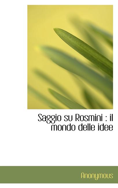 Saggio Su Rosmini: Il Mondo Delle Idee (Hardcover)