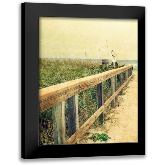 Saghini, Lisa Hill 12x14 Black Modern Framed Museum Art Print Titled - Beach Rails I