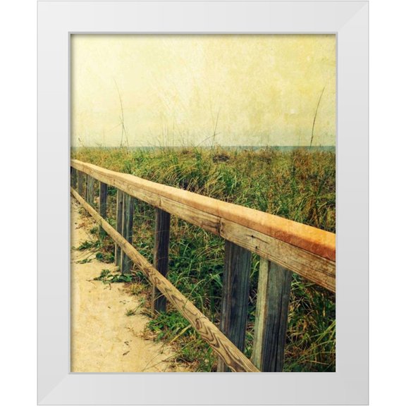 Saghini, Lisa Hill 12x14 White Modern Wood Framed Museum Art Print Titled - Beach Rails II