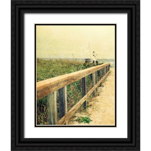 Saghini, Lisa Hill 20x24 Black Ornate Wood Framed with Double Matting Museum Art Print Titled - Beach Rails I