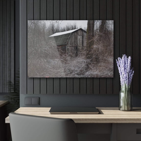 U R There Photography Saginaw Road Grey Rustic Farmhouse Acrylic Wall Print 36"x 24"