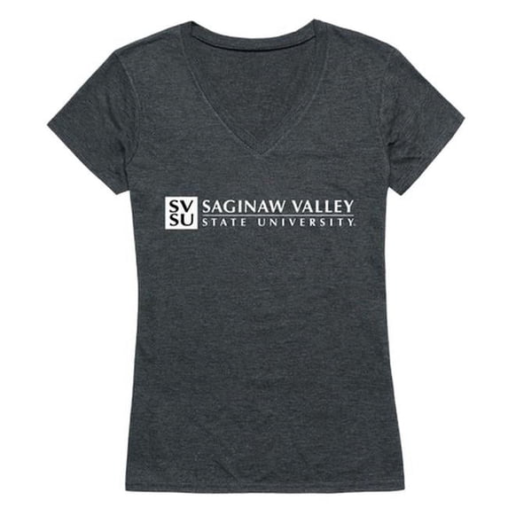 Saginaw Valley State University Women Institutional T-Shirt, Heather Charcoal - Large