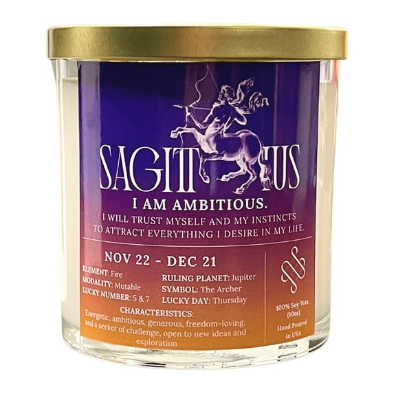 Sagittarius Affirmation Crystal Candle
