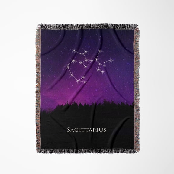 Sagittarius Constellation Night Sky Astrology Symbol Zodiac Horoscope, Woven Blanket