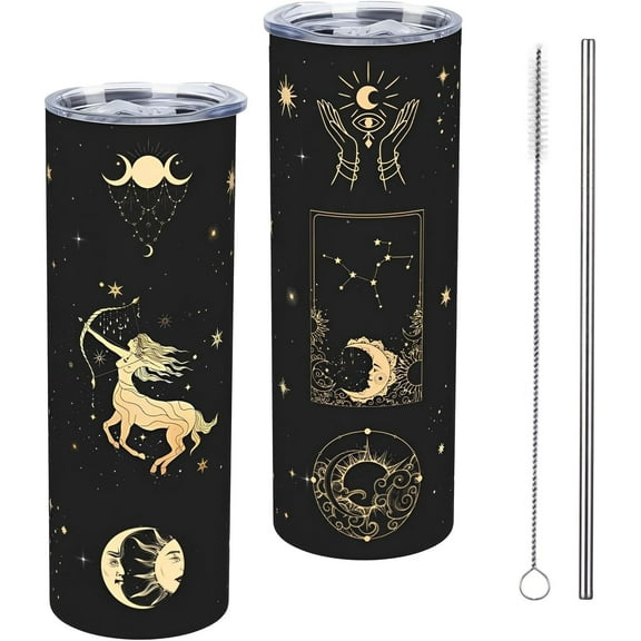 Sagittarius Constellation Tumbler Zodiac Coffee Mugs Stainless Steel Insulated Mug with Lid Straw Car Cup for Men Women Astrology Fans Birthday Gifts 20 Oz
