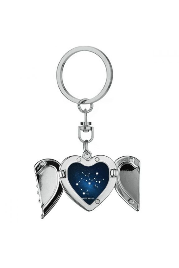 Sagittarius Constellation Zodiac Sign Heart Angel Wing Key Chain Holder