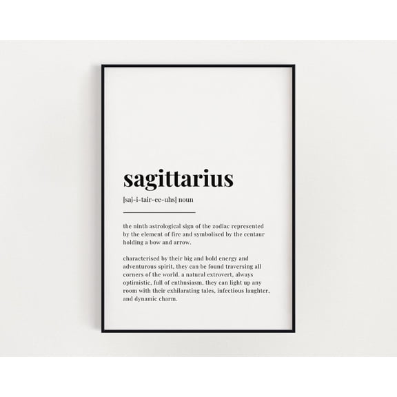 Sagittarius Definition Meaning, Wall Art, Definition Print, Home Decor, Home Decor #3309, Unframed Canvas Size 12x18