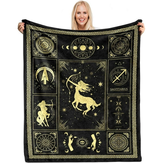 Sagittarius Gifts for Women Men,Sagittarius Sherpa Blanket,Astrology Gifts Zodiac Gifts Sagittarius Birthday Gifts for Women,Horoscopes Gifts Double Layer Fabric Warm Blankets,60" X 50"