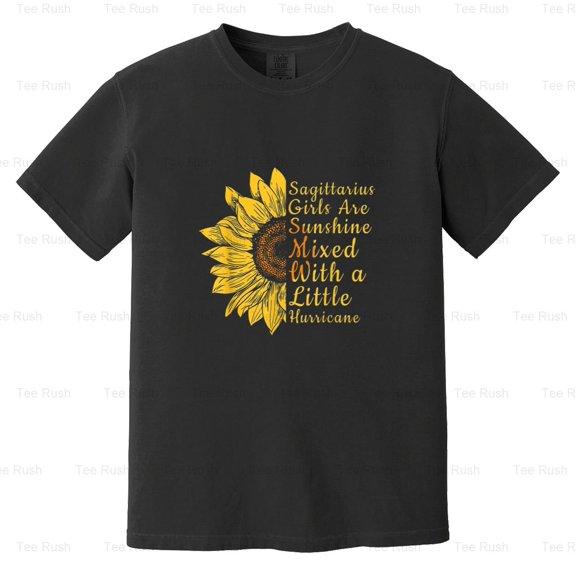 Sagittarius Girl Birthday December Sunflower, Funny, Zodiac, Astrology, Comfort Color T-Shirt Unisex, up to 4XL