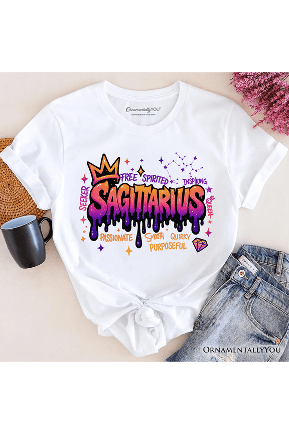 Sagittarius Graffiti Zodiac T-Shirt, Street Style Astrology Horoscope Tee