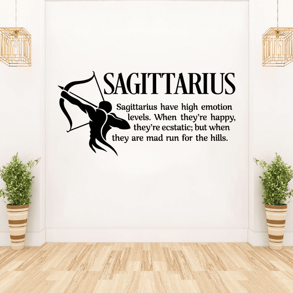 Sagittarius Horoscope Sagittarius Fire Sign High Emotion Levels When Happy They're Ecstatic Zodiac Bedroom Wall Decal Art Sticker Wall Design Kids Adult Room Bedroom Wall Decoration Size (6x10 inch)