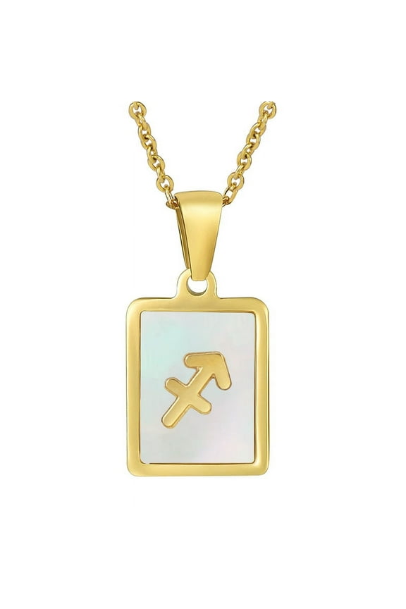 Sagittarius Necklace 12 Constellation Cameo Shell Zodiac Pendant Necklace for Women 18K Gold Plated Astrology Birthday Necklace for Friends