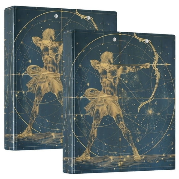 Sagittarius Of Zodiac Hardcover 3 Ring Binder 1.5” Round Rings Letter Size Paper Pockets for School Office Supplies