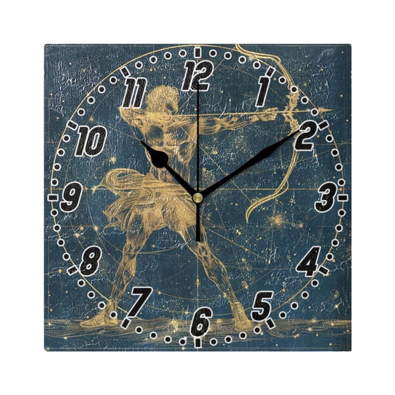 Sagittarius Of Zodiac Wall Clock Battery Operated Silent Non-Ticking Bedroom Office Kitchen Home School Decor 7.8"(Black)