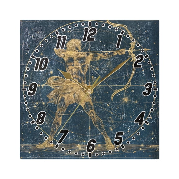 Sagittarius Of Zodiac Wall Clock Battery Operated Silent Non-Ticking Bedroom Office Kitchen Home School Decor 7.8"(Gold)