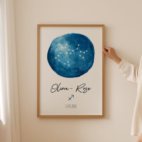 Sagittarius Star Map Wall Art Astrology Home Decor Unframed Paper Print