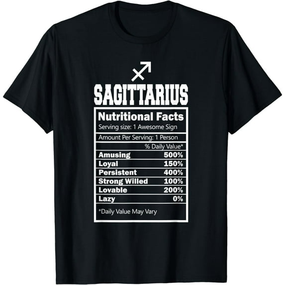 Sagittarius Star Sign Zodiac Nutritional Facts Astrology T-Shirt