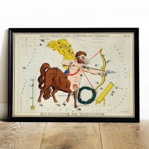 Sagittarius Wall Art Print Antique Constellation Decor