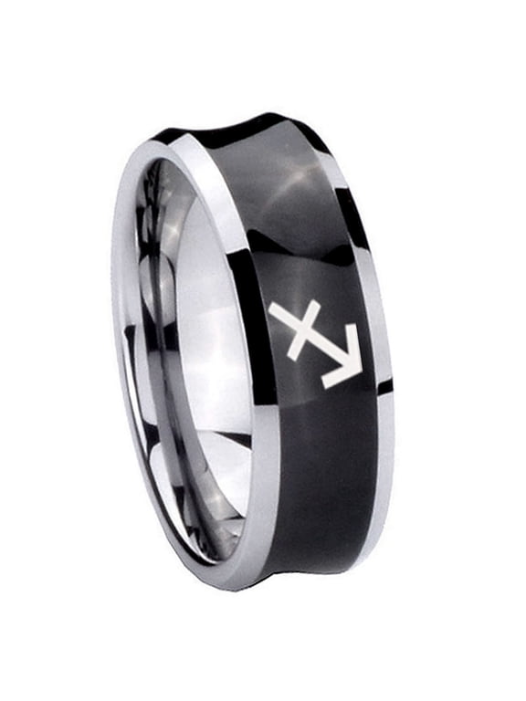 Sagittarius Zodiac Concave Black Tungsten Men Ring 10MM