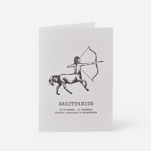 Sagittarius Zodiac Greeting Card  Celestial Archer Design  Blank Inside, Envelope Included  Perfect for Astrology Lovers, Birthdays, or Encouragement