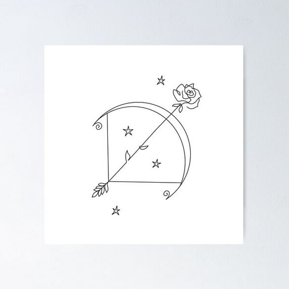 Sagittarius Zodiac Horoscope Sign | Minimalist Line Art Astrology | Abstract Constellation Star Sign Poster Wall Art, Modern Wall Decor For Living Room Bedroom, 30x30 UNFRAMED