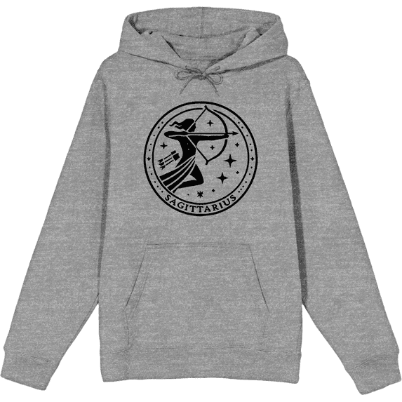 Sagittarius Zodiac Sign Adult Heather Gray Long Sleeve Hoodie-Medium