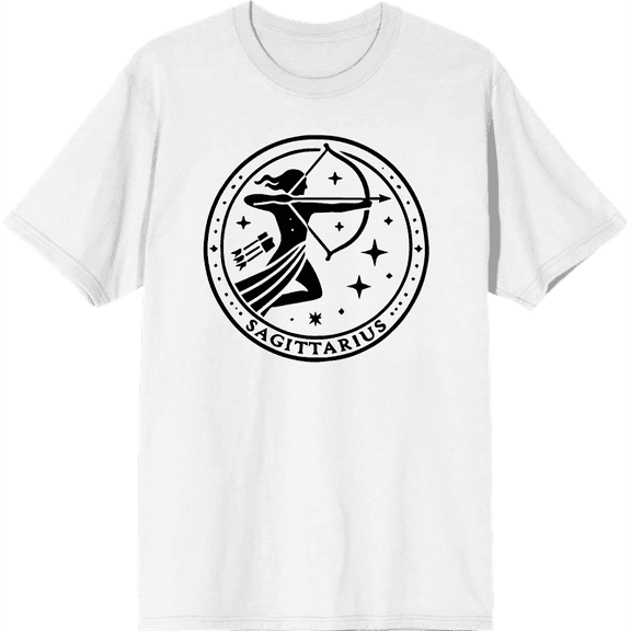 Sagittarius Zodiac Sign Adult White Crew Neck Short Sleeve Tee-Medium