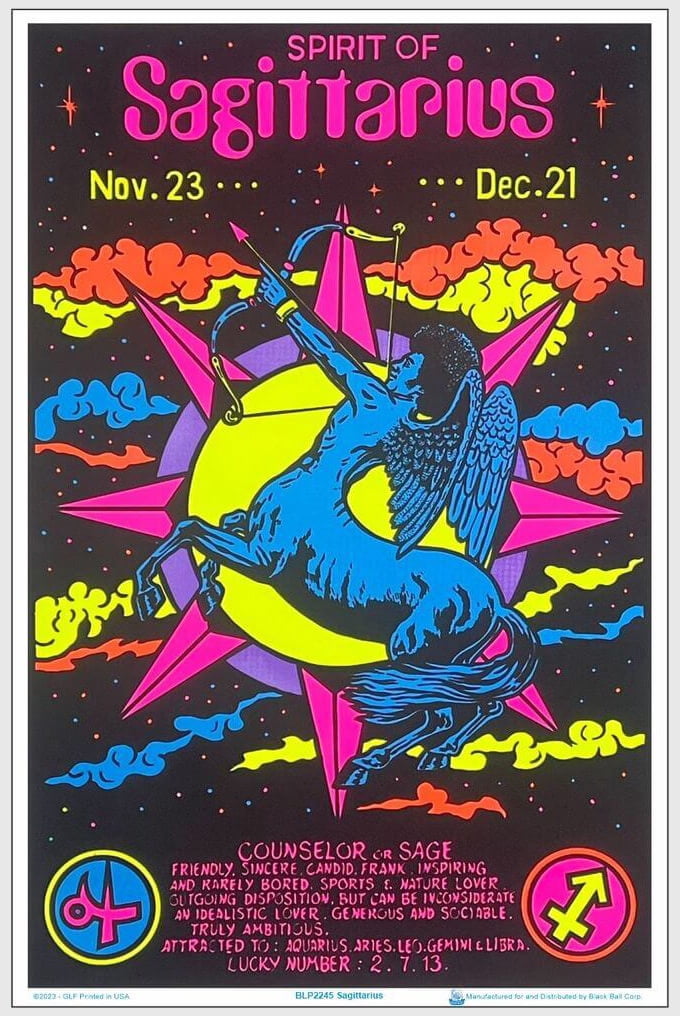 Sagittarius Zodiac Sign Blacklight Poster 23.5