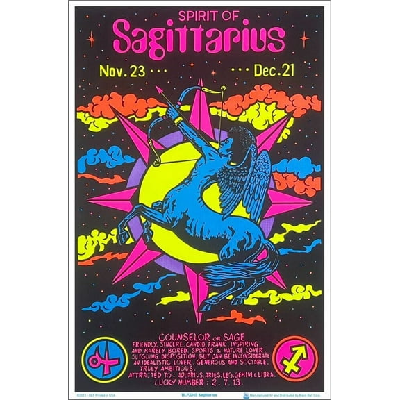 Sagittarius Zodiac Sign Blacklight Poster 23" x 35"