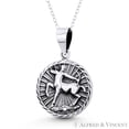 thumbnail image 1 of Sagittarius Zodiac Sign Circle Astrology Charm 31x20mm (1.5x0.8in) Pendant & Chain Necklace in Oxidized .925 Sterling Silver, 1 of 1
