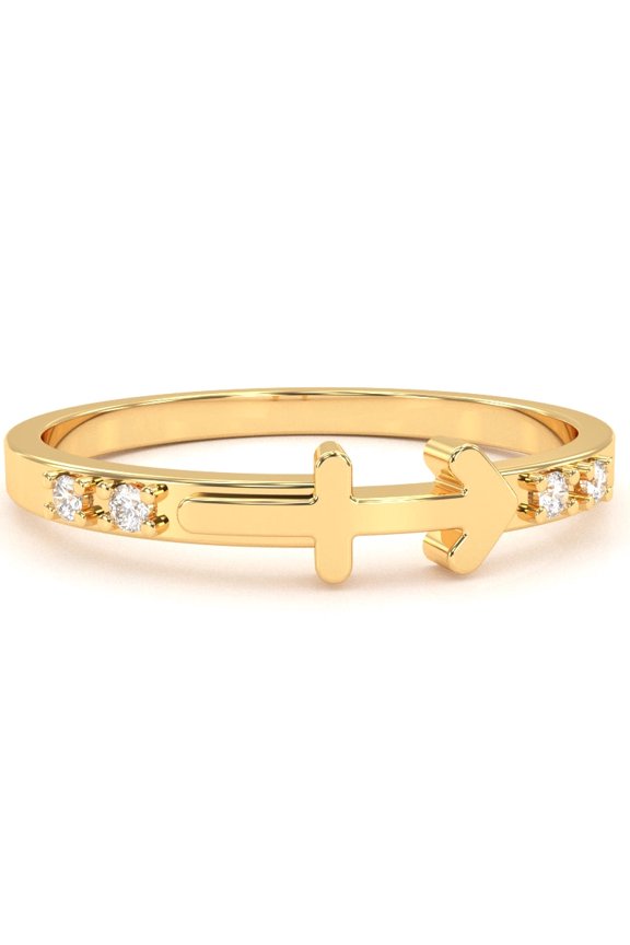 Sagittarius Zodiac Sign Diamond Ring In Solid 14k Yellow Gold