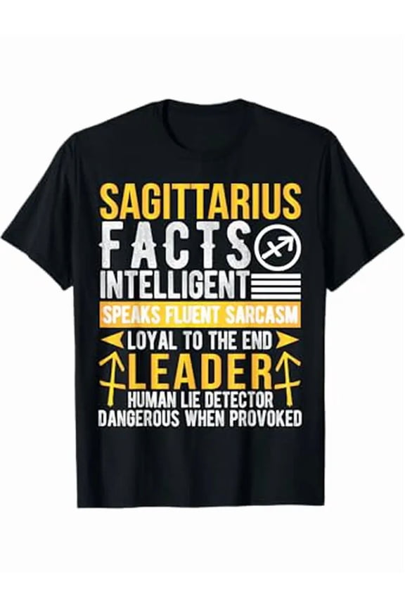 Sagittarius Zodiac Sign Themed T-Shirt for Men & Women - 100% Cotton, Breathable & Comfortable, Perfect for Daily Wear & Special Occasions, Machine Washable - Black, Sizes S to