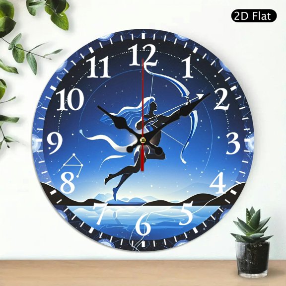 Sagittarius Zodiac Sign Wall Clock Decorative Round Silent Non Ticking Clock 10x10 Inch 1pc Battery Not Included