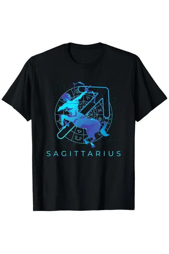 Sagittarius Zodiac T-Shirt - Archer Graphic & Constellation Design - Heavyweight 180gsm Cotton Tee - Birthday Gift for Sagittarius Men, Women, Parents - Extended Sizes 1XL-5XL