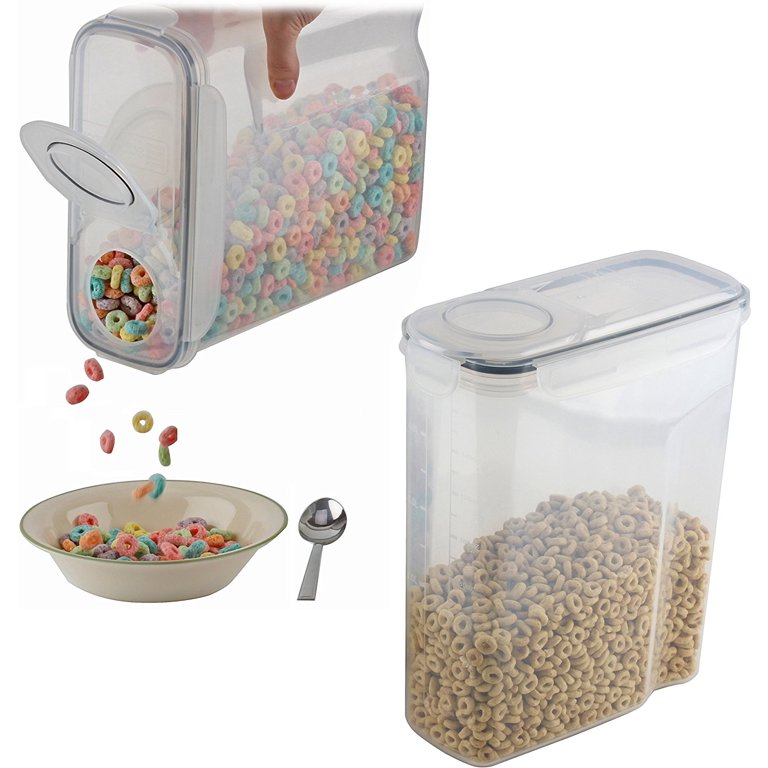 Vtopmart 2 Pcs Cereal Storage Container, Plastic Clear Cereal Dispensers for Snacks and Sugar, 213 fl oz, Large, Size: 15 x 10.79 x 5.08