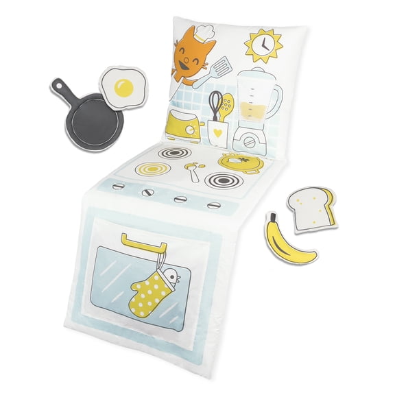 Sago Mini, 2-in-1 Fold Up Pillow Playset, Jinjas Kitchen with Plush Accessories for Toddlers