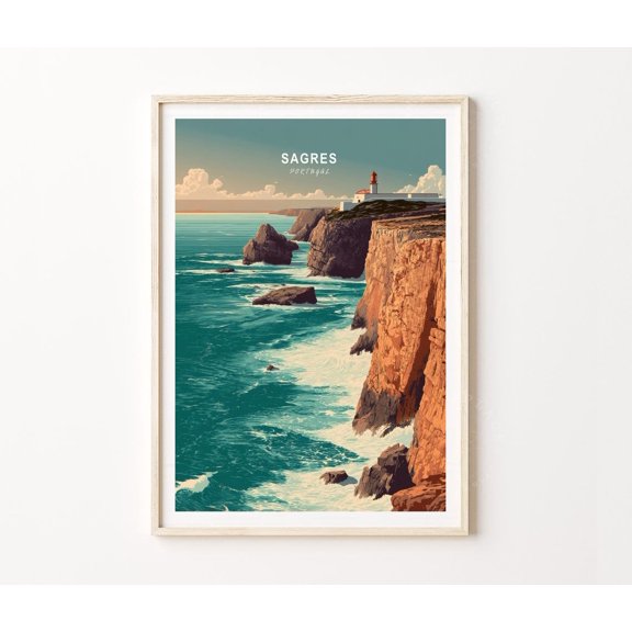 Sagres Portugal Coastal Cliffs Lighthouse Home Decor