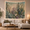 thumbnail image 1 of Saguaro Cactus & Agave in Desert Dawn, Calming Botanical Illustration for Plant Lovers, Nature Inspired Decor Housewarming Gift Tapestry Wall Hanging for Bedroom, Living Room and Dorm, 1 of 6