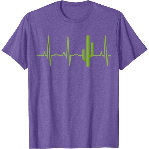 Saguaro Cactus Cacti Lover Heartbeat Unisex T-Shirt for Men Women Kids Toddler,Violet Color,Size L