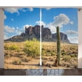 thumbnail image 1 of Ambesonne Nature Curtains 2 Panel Set, Canyon Cloudy Cliff, 108" x 84", Brown Green Blue, 1 of 3