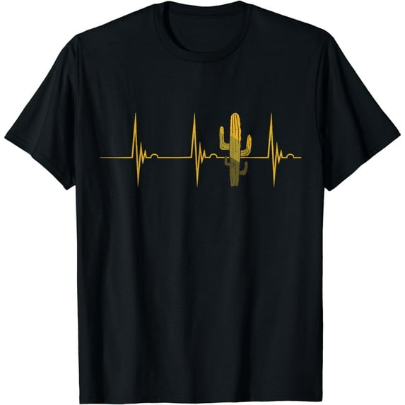 Saguaro Cactus Heartbeat EKG Pulse Succulent Cacti Lover T-Shirt