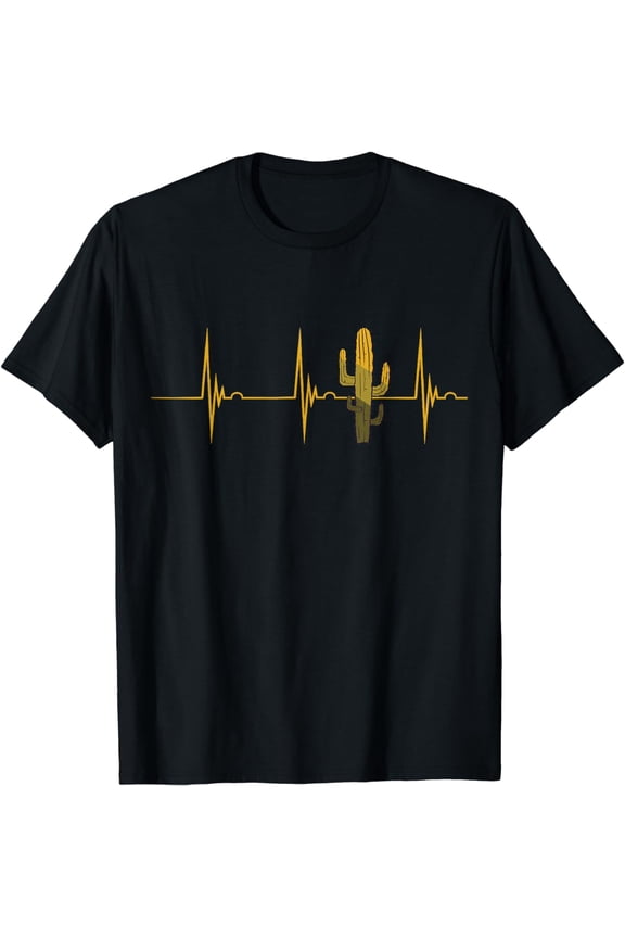Saguaro Cactus Heartbeat EKG Pulse Succulent Cacti Lover T-Shirt