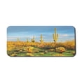 thumbnail image 1 of Saguaro Computer Mouse Pad, Sun Bath in Sonoran Desert Blooming Cactus Spring Time Vegetation Scenery, Rectangle Non-Slip Rubber Mousepad X-Large, 35" x 15", Marigold Blue Green, by Ambesonne, 1 of 2