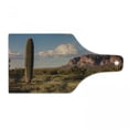 thumbnail image 1 of Saguaro Cutting Board, Mountain State Park with Non Spiral Sided Leaf Aleo Storage Landscape Photo, Tempered Glass Cutting and Serving Board, Wine Bottle Shape, Brown Blue Green, by Ambesonne, 1 of 1